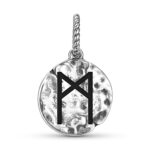 Norse Runes Mannaz Symbol 925 Sterling Silver Hand Textured Dangle Charm For Charm Bracelets