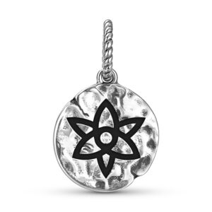 Sacred Geometry The Lily Symbol 925 Sterling Silver Hand Textured Dangle Charm For Charm Bracelets