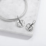 Charm Rod OfAsclepius Symbol 925 Sterling Silver Hand Textured Dangle Charm For Charm Bracelets