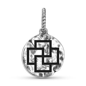 Charm Tursaansydan Symbol 925 Sterling Silver Hand Textured Dangle Charm For Charm Bracelets