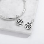 Charm Tursaansydan Symbol 925 Sterling Silver Hand Textured Dangle Charm For Charm Bracelets