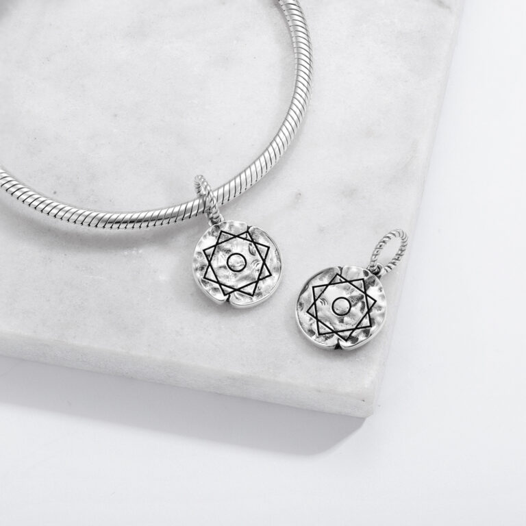 Charm Rub ElHibz Symbol 925 Sterling Silver Hand Textured Dangle Charm For Charm Bracelets