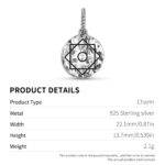 Charm Rub ElHibz Symbol 925 Sterling Silver Hand Textured Dangle Charm For Charm Bracelets