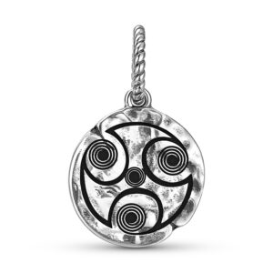 Charm Trefot Symbol 925 Sterling Silver Hand Textured Dangle Charm For Charm Bracelets