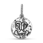 Mayan Fire House Of Xibalba Symbol 925 Sterling Silver Hand Textured Dangle Charm For Charm Bracelets