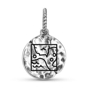 Mayan Mayan World Symbol 925 Sterling Silver Hand Textured Dangle Charm For Charm Bracelets