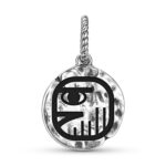 Mayan Men Symbol 925 Sterling Silver Hand Textured Dangle Charm For Charm Bracelets