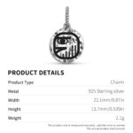 Mayan Men Symbol 925 Sterling Silver Hand Textured Dangle Charm For Charm Bracelets
