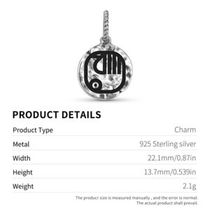 Mayan Manik Symbol 925 Sterling Silver Hand Textured Dangle Charm For Charm Bracelets