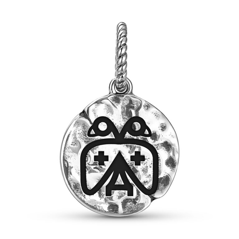 Mapuche The Hawk Symbol 925 Sterling Silver Hand Textured Dangle Charm For Charm Bracelets