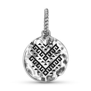 Mapuche Külpuwe Ñimin Symbol 925 Sterling Silver Hand Textured Dangle Charm For Charm Bracelets