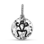Mapuche Pillan Symbol 925 Sterling Silver Hand Textured Dangle Charm For Charm Bracelets