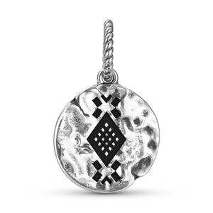 Mapuche Pichikemenküe Anumka Symbol 925 Sterling Silver Hand Textured Dangle Charm For Charm Bracelets