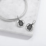 Flowers Hyacinth Symbol 925 Sterling Silver Hand Textured Dangle Charm For Charm Bracelets