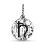 Alchemy Lead Symbol 925 Sterling Silver Hand Textured Dangle Charm For Charm Bracelets