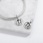 Alchemy Lead Symbol 925 Sterling Silver Hand Textured Dangle Charm For Charm Bracelets