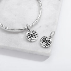Alchemy Zinc Symbol 925 Sterling Silver Hand Textured Dangle Charm For Charm Bracelets