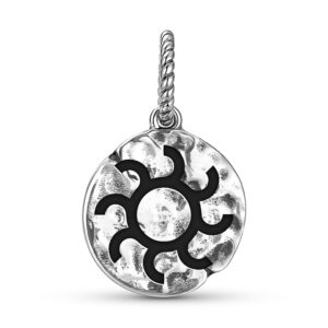 Alchemy Gold Symbol 925 Sterling Silver Hand Textured Dangle Charm For Charm Bracelets