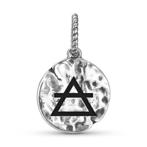 Alchemy Air Symbol 925 Sterling Silver Hand Textured Dangle Charm For Charm Bracelets