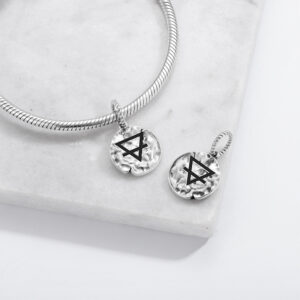 Alchemy Earth Symbol 925 Sterling Silver Hand Textured Dangle Charm For Charm Bracelets