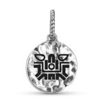 Aztec Atl Symbol 925 Sterling Silver Hand Textured Dangle Charm For Charm Bracelets