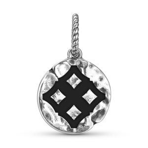 Symbol 925 Sterling Silver Hand Textured Dangle Charm For Charm Bracelets