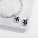Symbol 925 Sterling Silver Hand Textured Dangle Charm For Charm Bracelets