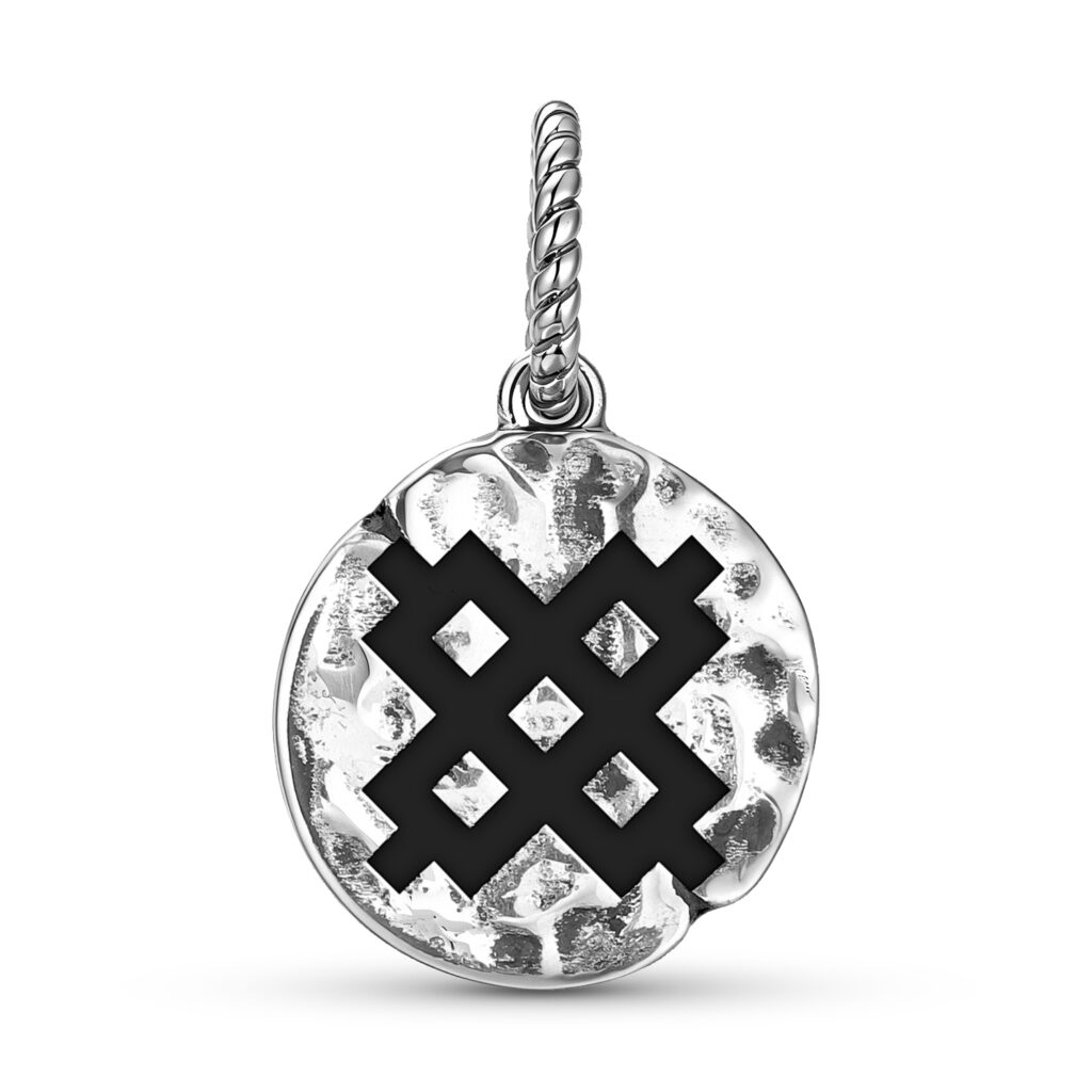 Aban Symbol 925 Sterling Silver Hand Textured Dangle Charm For Charm Bracelets