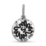 Bi Nka Bi Symbol 925 Sterling Silver Hand Textured Dangle Charm For Charm Bracelets