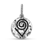 Kokuromotie Symbol 925 Sterling Silver Hand Textured Dangle Charm For Charm Bracelets