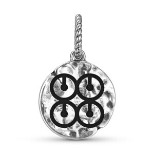 Me Ware Wo Symbol 925 Sterling Silver Hand Textured Dangle Charm For Charm Bracelets