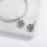 Me Ware Wo Symbol 925 Sterling Silver Hand Textured Dangle Charm For Charm Bracelets