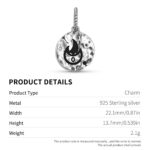 Cthugha Symbol 925 Sterling Silver Hand Textured Dangle Charm For Charm Bracelets