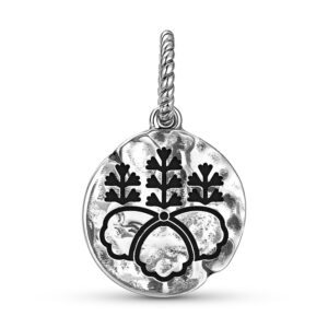Japanese Toyotomi Hideyoshi Symbol 925 Sterling Silver Hand Textured Dangle Charm For Charm Bracelets