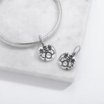 Japanese Toyotomi Hideyoshi Symbol 925 Sterling Silver Hand Textured Dangle Charm For Charm Bracelets