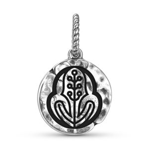 Japanese Mōri Motonari Symbol 925 Sterling Silver Hand Textured Dangle Charm For Charm Bracelets