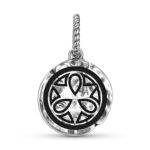 Japanese Hanbei Symbol 925 Sterling Silver Hand Textured Dangle Charm For Charm Bracelets