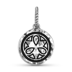 Japanese Hanbei Symbol 925 Sterling Silver Hand Textured Dangle Charm For Charm Bracelets