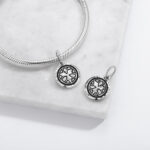 Japanese Hanbei Symbol 925 Sterling Silver Hand Textured Dangle Charm For Charm Bracelets