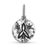 Japanese Fukushima Symbol 925 Sterling Silver Hand Textured Dangle Charm For Charm Bracelets