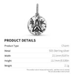 Japanese Fukushima Symbol 925 Sterling Silver Hand Textured Dangle Charm For Charm Bracelets