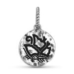 Japanese Agehanochō Symbol 925 Sterling Silver Hand Textured Dangle Charm For Charm Bracelets
