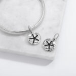 Egyptian Seba Symbol 925 Sterling Silver Hand Textured Dangle Charm For Charm Bracelets