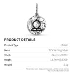 Egyptian Shen Symbol 925 Sterling Silver Hand Textured Dangle Charm For Charm Bracelets