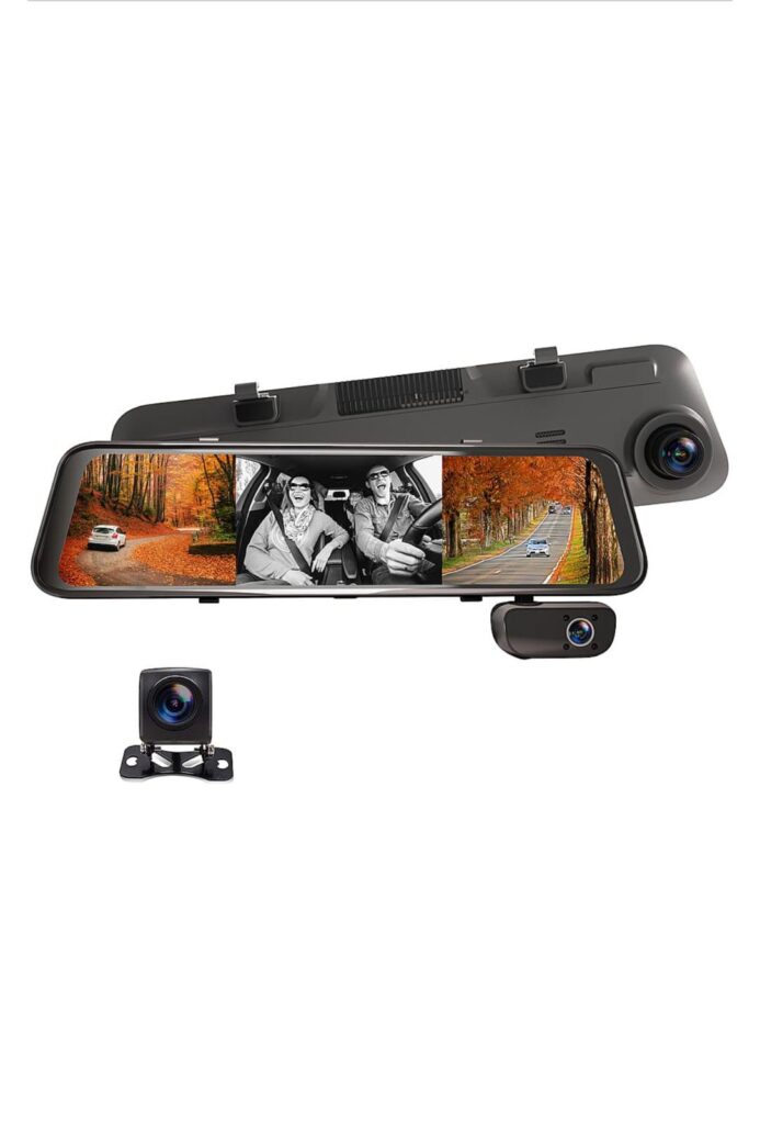 Rexing - M3 1080p 3-Channel Mirror Dash Cam with Smart GPS - Black.