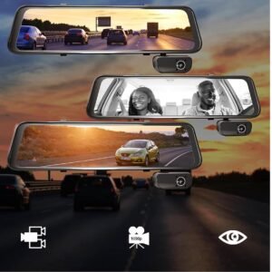 Rexing - M3 1080p 3-Channel Mirror Dash Cam with Smart GPS - Black.