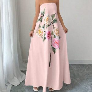 Womens Fashionable And Casual Off-shoulder Floral Dress