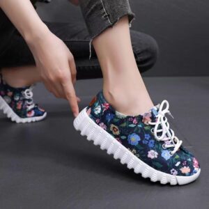 Womens Soft-soled Non-slip Casual Floral-print Sneakers