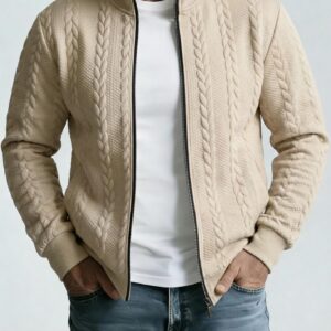 Mens Jacquard Fashionable Stand-Neck Jacket