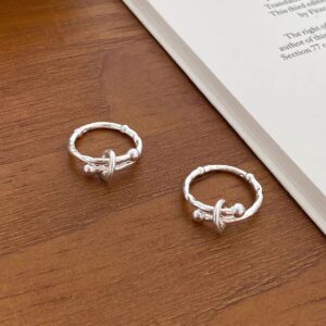 1pc 999 Sterling Silver Cross Ring Hammered Open Ring, Minimalist & Cool Style, Perfect For Daily, Dating & Gifting, Ideal Valentine's Gift